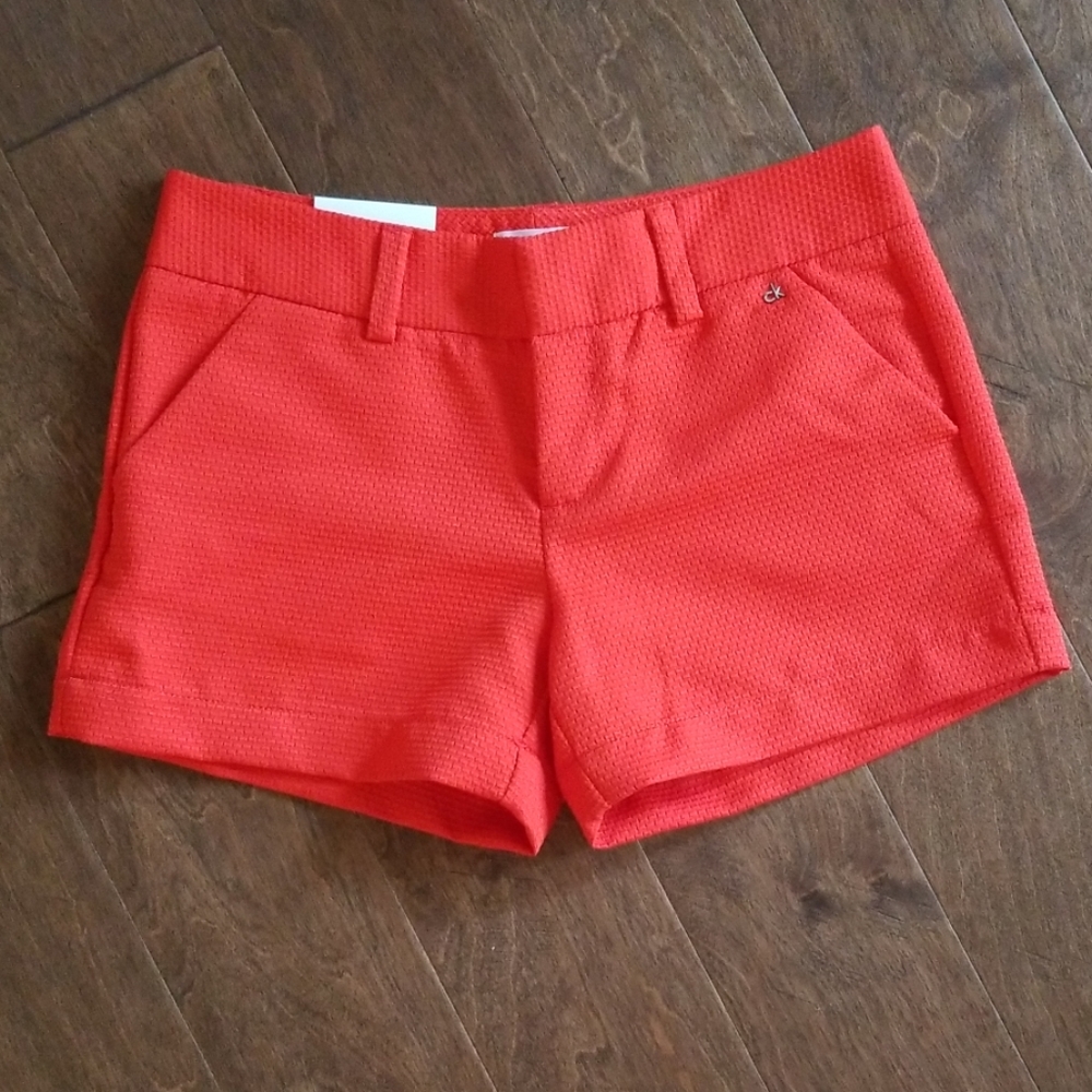 NWT Calvin Klein Orange/Red Short Sz 2 - Picture 1 of 8